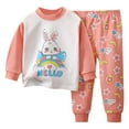 thumbnail image 1 of WEIYLL Pyjamas pour Filles Été Imprimé Manches Longues Col Rond sous-Vêtements Pur Chaud Taille Élastique Ensemble de Nuit 2 Pcs, 1 of 3