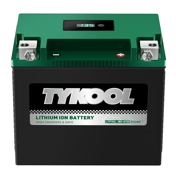 TYKOOL LFP30L-BS-STD 12V Lithium Motorcycle Battery, 650 CCA, Top & Side Post
