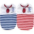 thumbnail image 1 of Ropa para perros, camisa a rayas para cachorros, paquete de 2 camisetas de marinero para mascotas, chaleco de verano, atuendo para perros pequeños, medianos, grandes, niños, niñas, perros y gatos MFZFUKR CZCW-ZC463-2, 1 of 7