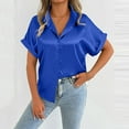 thumbnail image 6 of Karight Women's Silk Short Sleeve Shirts Satin Casual Blouses Button Down Tops for Women, 6 of 6