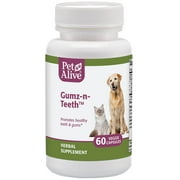 Angle View: PetAlive Gumz-n-Teeth - All Natural Herbal Supplement for Healthy Teeth and Gums in Cats and Dogs - Supports Oral Health in Pets - 60 Veggie Caps