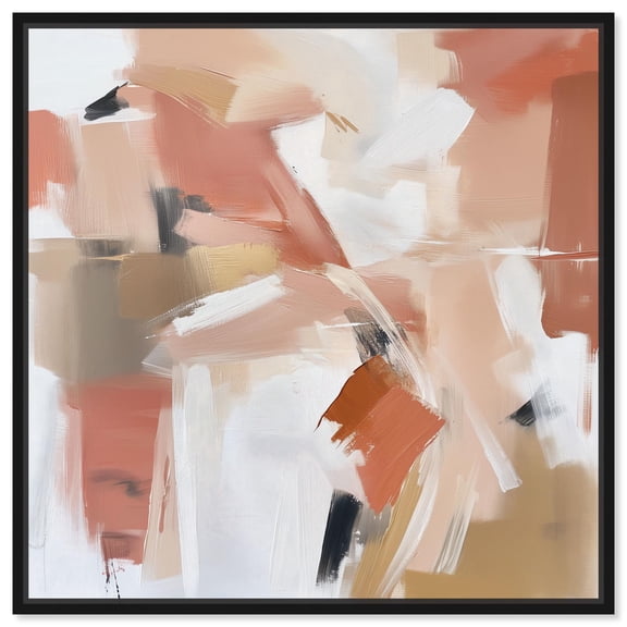 Rose and Rust I Canvas Rustic Abstract by Art Remedy, Black Frame, 12 x 12