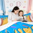 thumbnail image 5 of Homewish Baseball Sport Gamer Queen Comforter Set,Modern Geometric Rhombus Bedding Sets,Blue White Yellow Bedding Comforter Set For Teens,Luxury Bedroom Decor Reversible,3pcs, 5 of 8