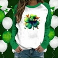 thumbnail image 6 of Craaazy Women's Green Shamrock St Patricks Day Crewneck Long Sleeve Shirts, 6 of 7