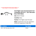thumbnail image 2 of Front Right Lower Forward Control Arm - Compatible with 2015 - 2021 Mercedes-Benz C300 4Matic 2016 2017 2018 2019 2020, 2 of 2