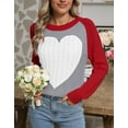 thumbnail image 3 of Heart Sweaters for Women Valentine's Day Color Block Splicing Casual Loose Cute Pullover Sweater Shermie, 3 of 6