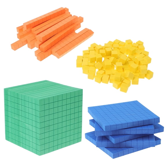 MasteelfCA Base Ten Blocks Set Learning Math Manipulative Teach Kids Volume Place Value and Concepts for Early Counting Math in School or Home