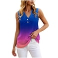 thumbnail image 2 of Yourumao Womens Tank Tops Button Up Henley Shirts Sleeveless Gradient Tunics Loose Fit Tshirts Summer Outdoor Blouses, 2 of 6