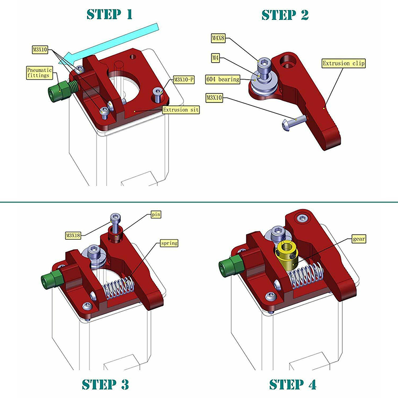 Mk8 Extruder For Ender3 Direct Drive Hotend All Metal Upgrade Kit 5015