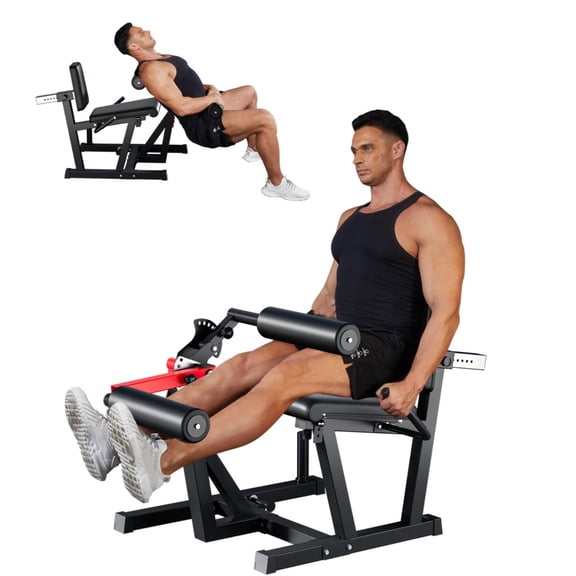 GARVEE 4 IN 1 Leg Extension and Curl Machine,700lbs Adjustable Leg Curl,Leg Extender for Home Gym,Fits 1" & 2" Weight Plates,Black&Red