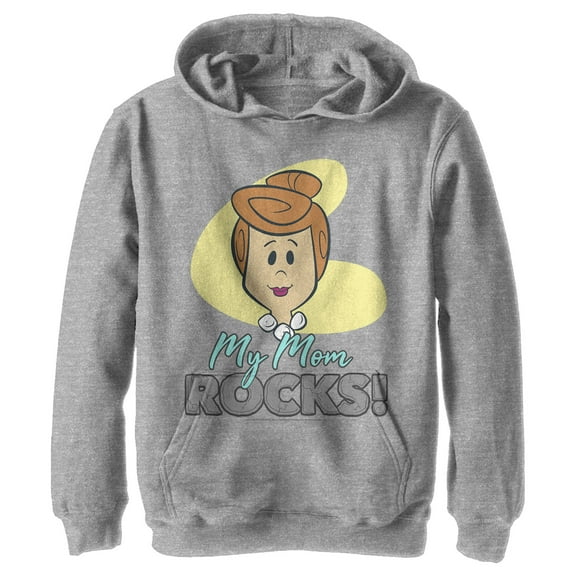 Boy's The Flintstones My Mom Rocks Pull Over Hoodie Athletic Heather Medium