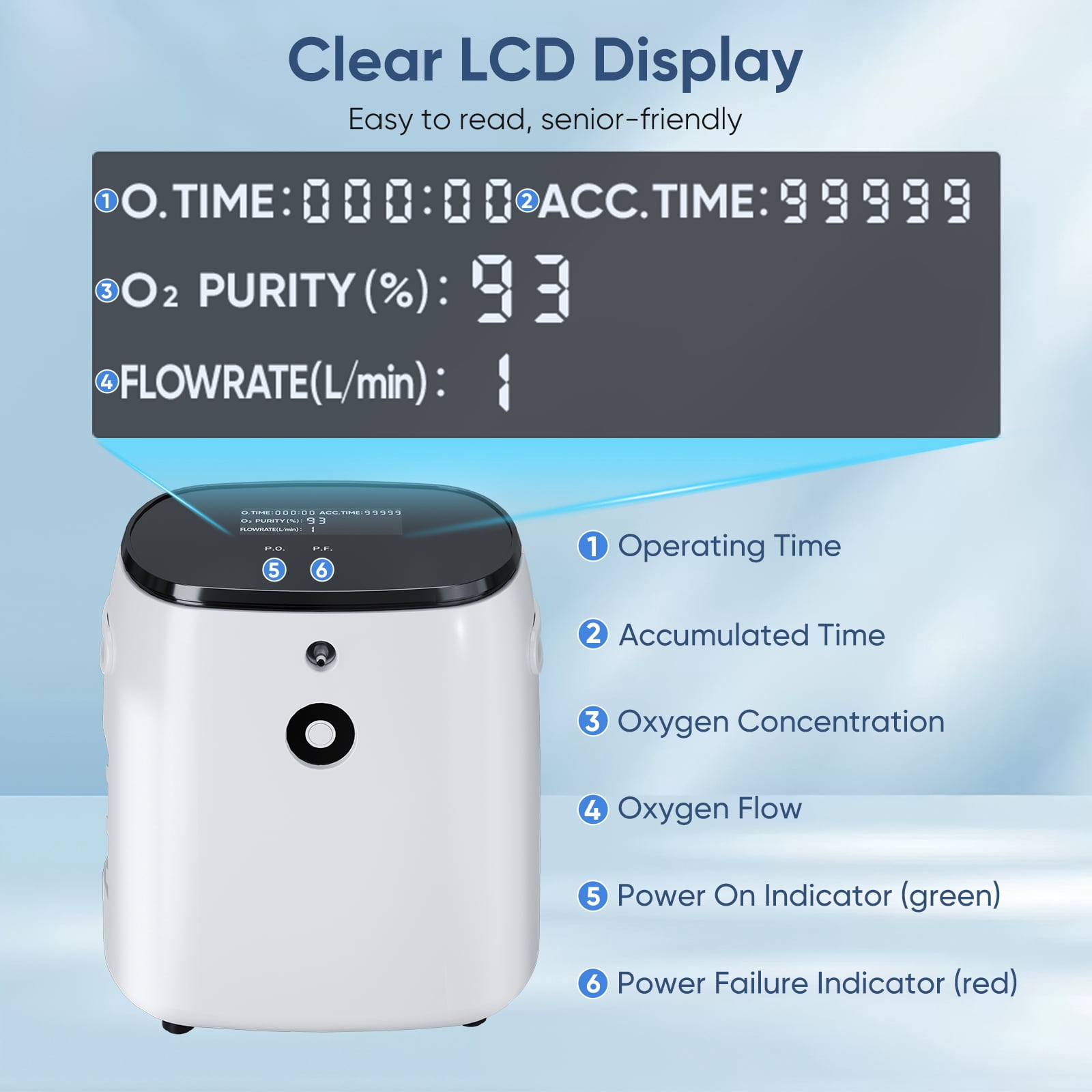 Diosmio 1-7LOxygen&generator Tube &filters W/Accessories-(STABLE) Quiet(All-Age) Concentrator de oxigeno for Home use,White U83