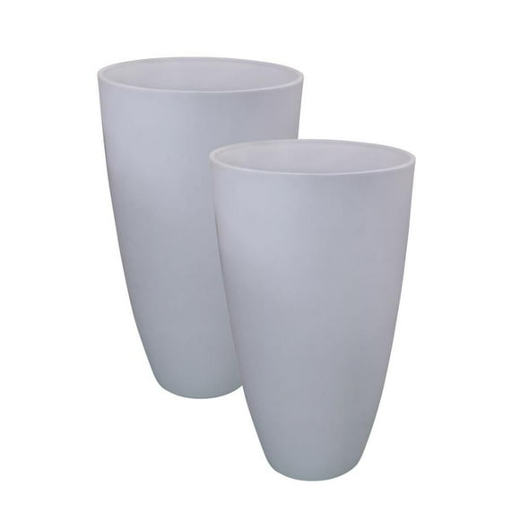 Angelo Décor MenzoMix 20 pouces de hauteur, 11.5 pouces de diamètre Jardinière Adora, ensemble de 2 (blanc)