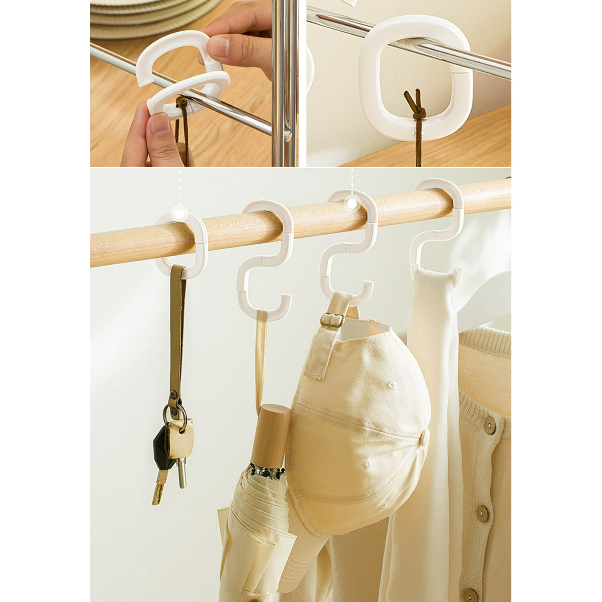Plastic Hanging Hook Versatile 6PCS Foldable S Hook Closet Rod Hooks for Home