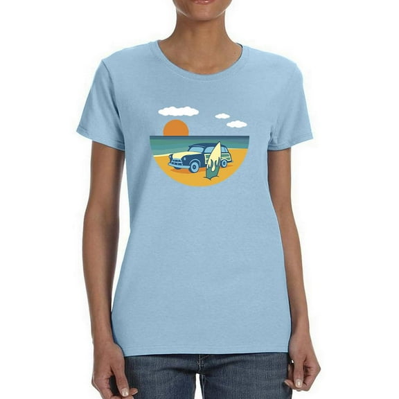 A Car In The Beach T-Shirt Women -Smartprints Designs, Female XX-Large
