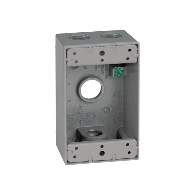 Enchufe eléctrico metálico Sigma 1 Gang, resistente a la intemperie, gris