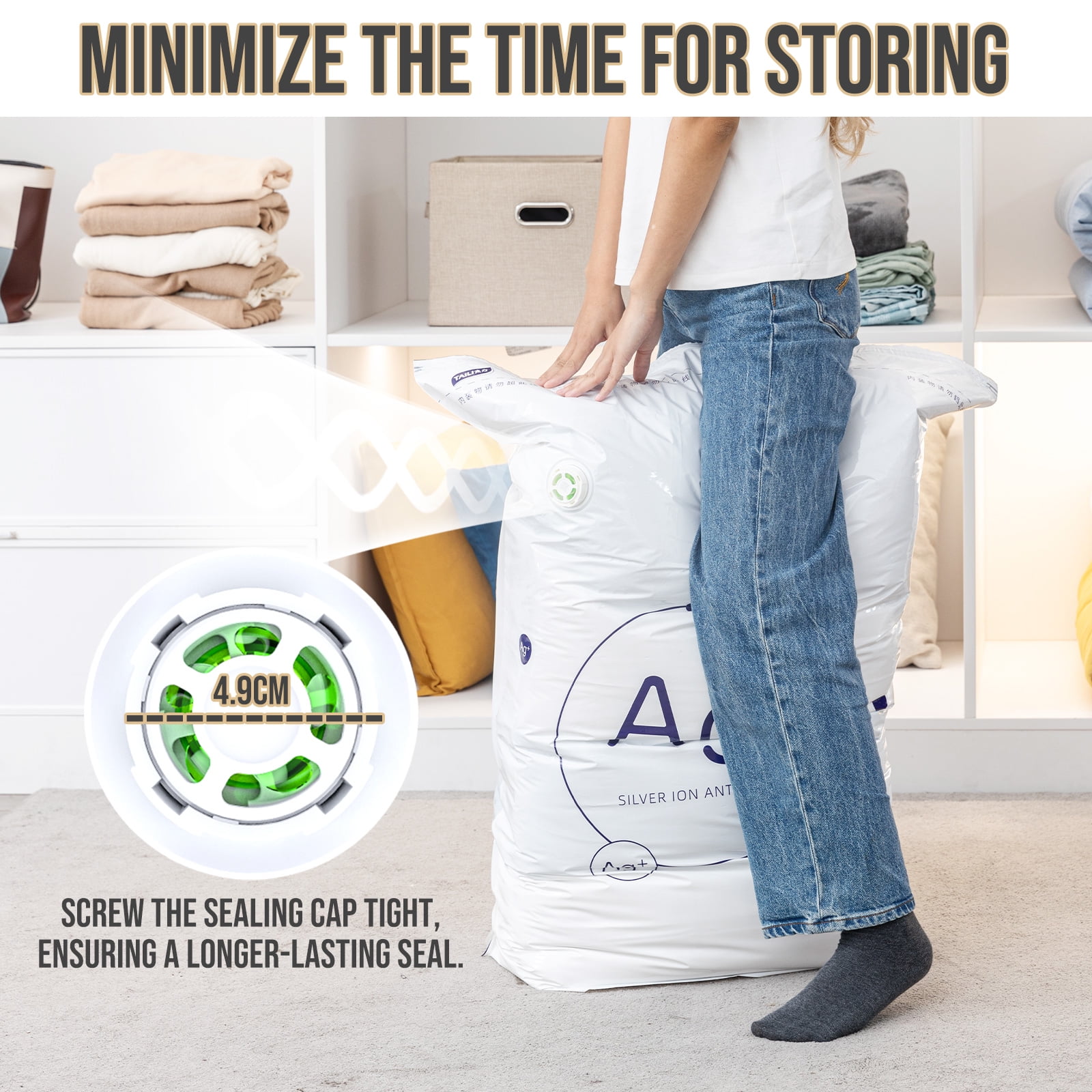 TAILI Vacuum Storage Bags Jumbo Cube, 6 Pack, 31x40x15 inches, for Clothes Comforters Blankets Bedding