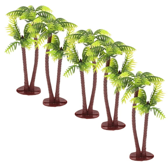 HEALEEP Creative Mini Plastic Coconut Tree Decor for Fairy Gardens and Terrariums 5 Pieces Small Size