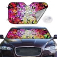 thumbnail image 2 of Fotbe Colorful Tie Dye Stained Glass 3 Car Windshield Sunshade | Sun Visor Protector Front Window Shade, Keeps Out UV Rays, Keeps Your Vehicle Cool-Small, 2 of 7