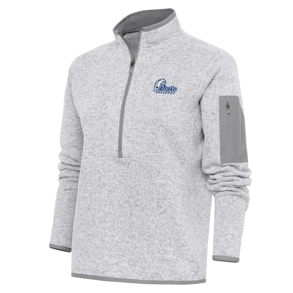 Women's Antigua  Heather Gray Drake Bulldogs Fortune Half-Zip Jacket