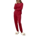 thumbnail image 6 of UVN Womens Velvet Pajamas Sets Winter 2 Piece Outfits Ladies Fleece Long Sleeve Sleepwear with Pockets, 6 of 7