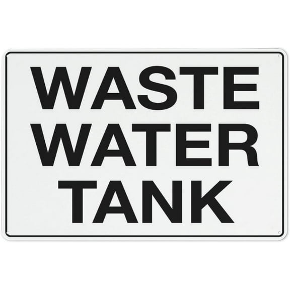 Waste Water Tank Sign 12 X 8 Inches Reflective Aluminum Metal Warning Signage With Symbol For Indoor Outdoor Use