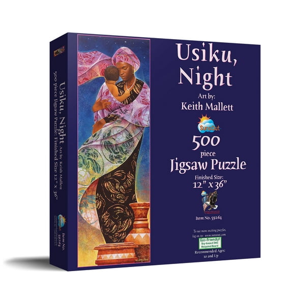 SUNSOUT INC - Usiku Night - 500 pc Jigsaw Puzzle by Artist: Keith Mallett - Finished Size 12" x 36" Mother's Day - MPN# 59264
