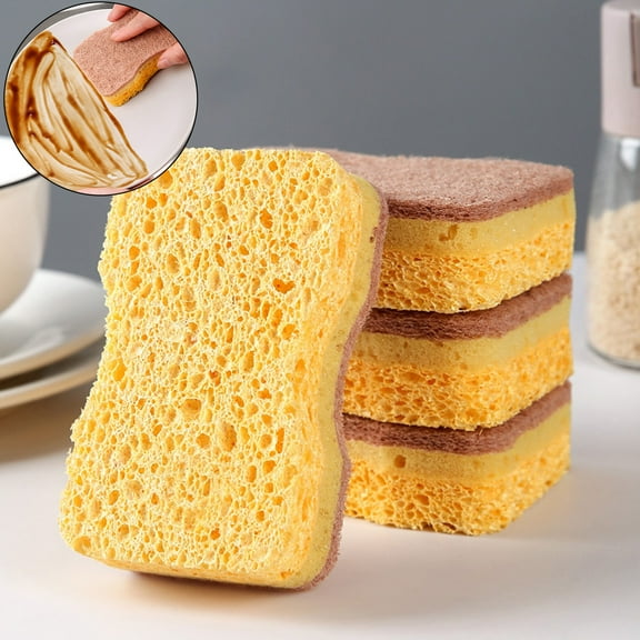 Clearance Under $1 Boovnll Sponges, 3Pcs Natural Wood Pulp Kitchen Non-Scratch Dishes Sponges Kitchen, Cleaning Sponge for Kitchen Dish Cleaning, Fast Absorbent, Quick-Dry Dish Sponges, Dish Sponge