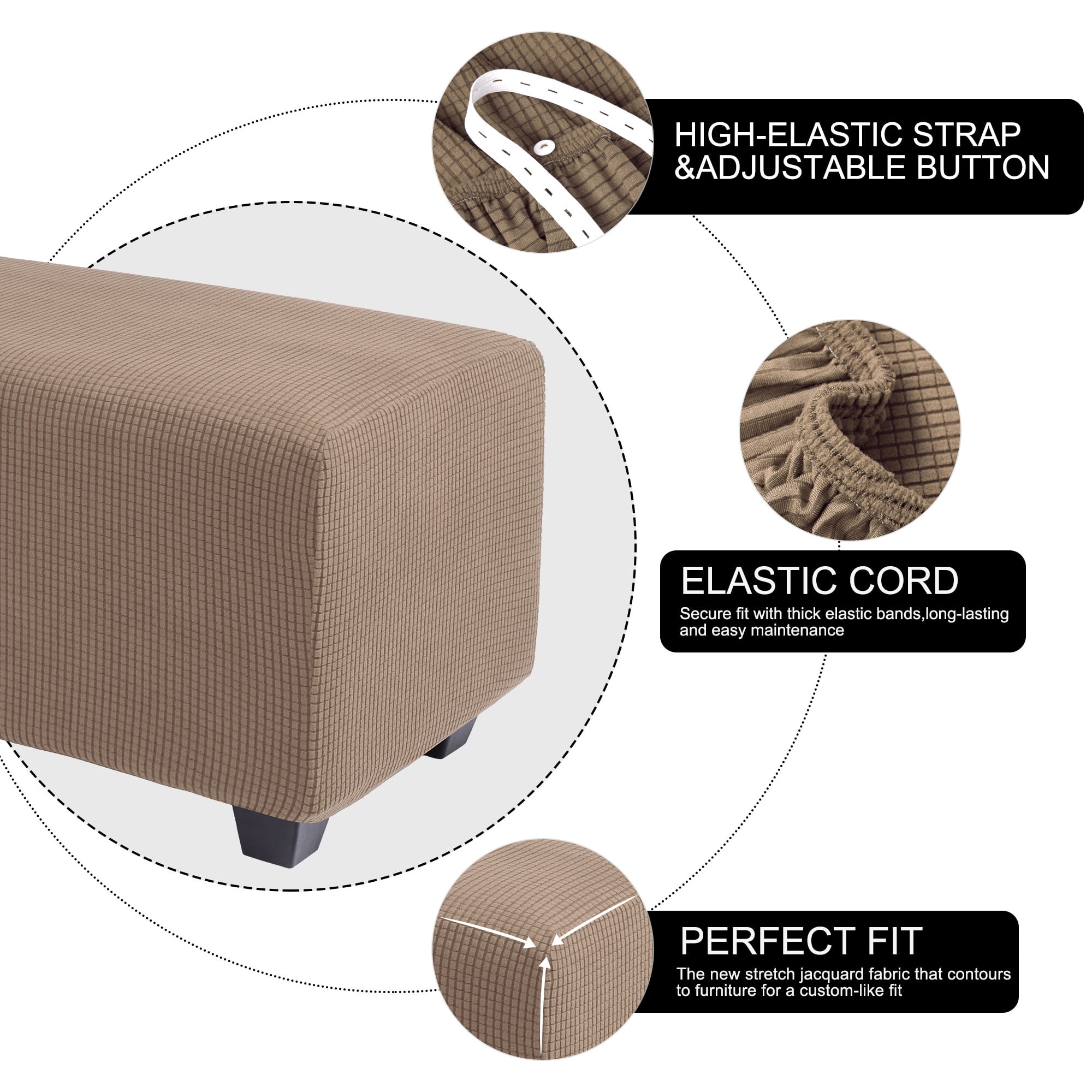 Unique Bargains Stretch Ottoman Cover Slipcover Furniture Covers Fallow Small