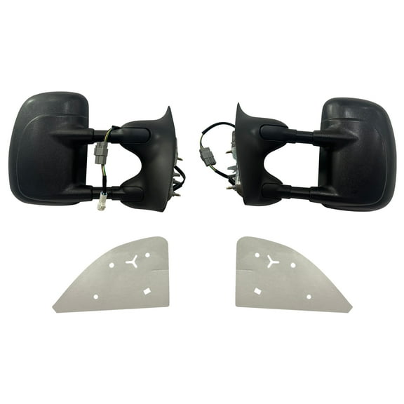 Ikon Motorsports Side View Towing Mirros for 1999-2007 Ford F-250/F-350 Super Duty, Power, with Dual Swing, Black Pair