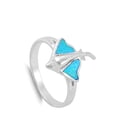 thumbnail image 4 of Women's Stingray Blue Simulated Opal Ring .925 Sterling Silver Band CZ Jewelry Female Size 7, 4 of 4