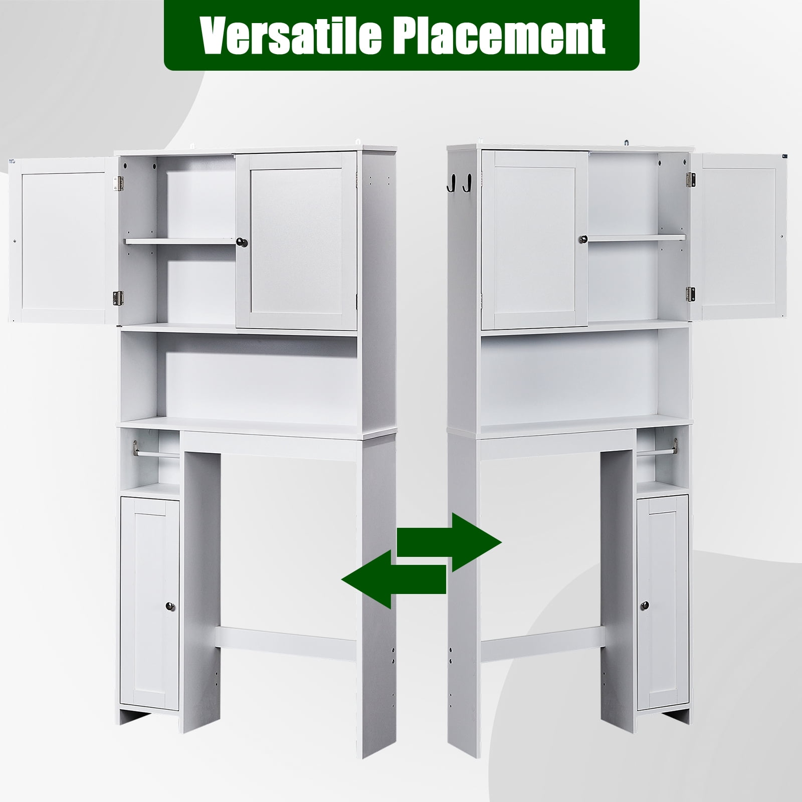 Ktaxon Over the Toilet Bathroom Storage Cabinet Space Saver with 2 Doors and 4 Adjustable Shelves, White