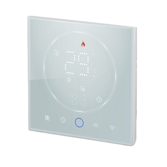 7 Day Programmable Smart Thermostat with LED Display, Energy Saving, Wall Mounted Boiler Thermostat for Home, AC95-240V Square