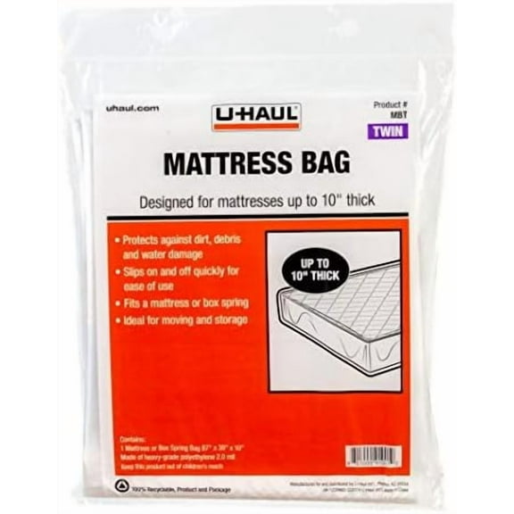 Standard Twin Mattress Bag – Moving & Storage Cover for Mattress or Box Spring - 87” x 39” x 10”$$