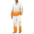thumbnail image 2 of Dwelliawo Halloween Pjs Men Pants Set Silk Satin Pajamas Lounge Sets 2 Piece Fall Outfit Button Down Matching Sleepwear Saffron L, 2 of 4