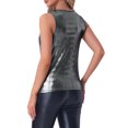 thumbnail image 3 of INSPIRAR CHIC Top de Mujer Sin Mangas Cuello Redondo Metálico Brillante Fiesta Nudo Torcido Cami Tops XS Negro Plateado, 3 of 6
