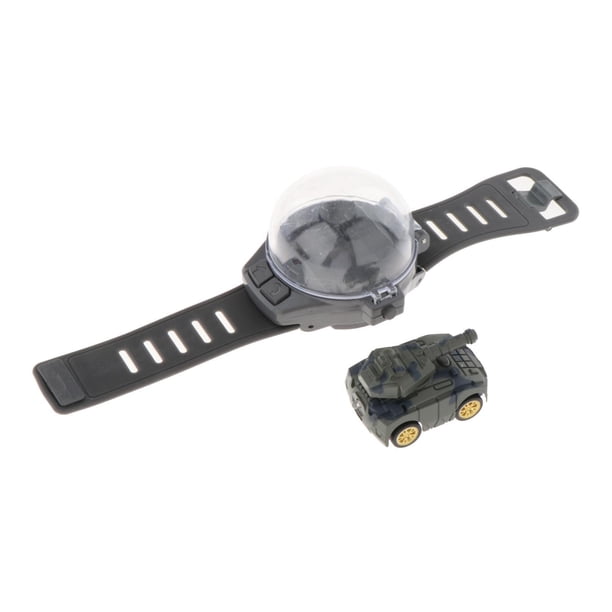 Vogacara Mini dibujos animados RC reloj analógico de coche pequeño para niños pequeños regalo de cumpleaños azul Kits de construcción modelo Tanque gris