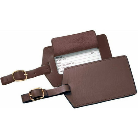 Royce Leather Luggage Tag Travel ID with Privacy Flap in Genuine Leather