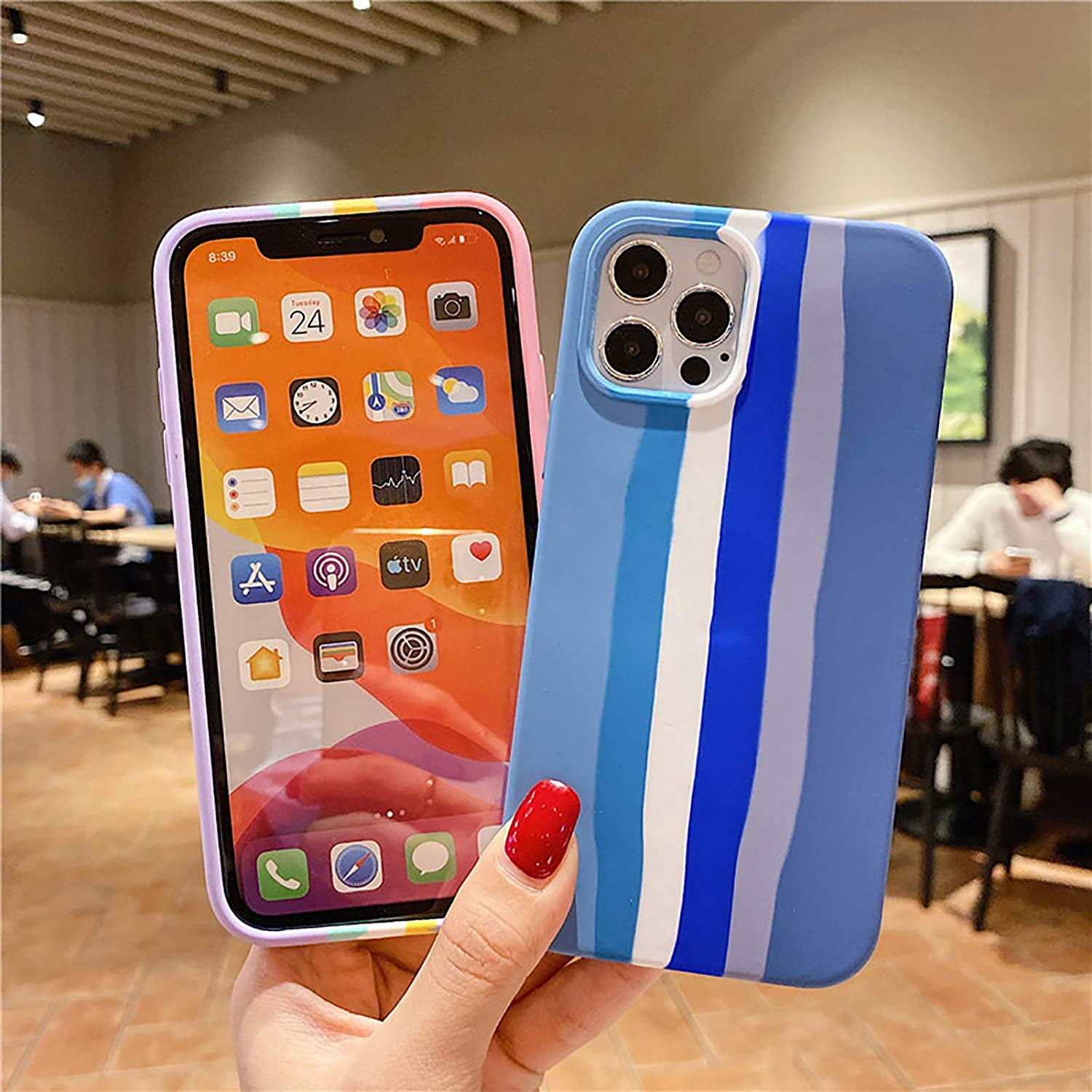 Luxury Liquid Silicone Stripe Silky Soft Bumper Case For iPhone 15 14 13 12  Pro Max Original Shockproof Candy Flocking Cover - AliExpress
