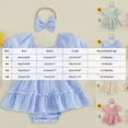 thumbnail image 3 of Vdoaml Baby Clothes for Girls Short Sleeve Bodysuit Infants Gingham Cute Romper Dress with Bow Headband 3-6 Months Blue, 3 of 4