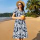 thumbnail image 4 of Disketp Hawaiian Style para Vestido de Manga Corta para Mujeres, Vestidos de Verano para Mujeres, Casual y Holgado para la Playa, 4 of 6