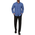 thumbnail image 2 of INSPIRE CHIC Men's Striped Shirt Long Sleeve Turn Down Collar Button Down Casual Top XL Royal Blue, 2 of 5