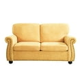 thumbnail image 4 of Mustard Yellow Velvet 2 Seater Couch With High Foam, Solid Wood Legs, Loose Back Cushions For Apartment Decor In Yellow, Office Use, 4 of 4