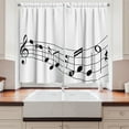thumbnail image 2 of Ambesonne Music Note Kitchen Curtains, Graphic Design of Sounds, 55"x30", Charcoal Grey and White, 2 of 3