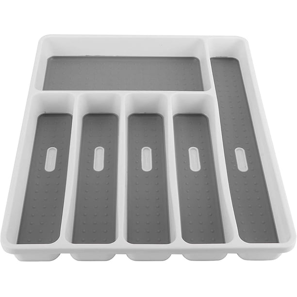 Organizador de cajones para cubiertos de cocina, caja de almacenamiento divisora de cubiertos para cucharas multiusos, inserte cuchillos, tenedores, bandeja para cubiertos, caja de almacenamiento para Afortunado Sencillez