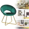 thumbnail image 4 of Costway Chaise d'Appoint Moderne en Velours Chaise de Coiffeuse avec Pied en Métal Doré Vert Foncé, 4 of 10