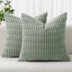 thumbnail image 1 of wonima02 MIULEE Pack of 2 Corduroy Decorative Throw Pillow Covers 20x20 Inch Soft Boho Striped Pillow Covers Modern Farmhouse Home Decor for Summer Sofa Living Room Couch Bed Greyish Green, 1 of 1