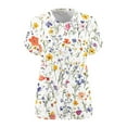 thumbnail image 5 of BangWanChi Women's Plus-Size Loose Fit Tops V-Neck Short Sleeved Floral Printing Base Shirt, 5 of 5