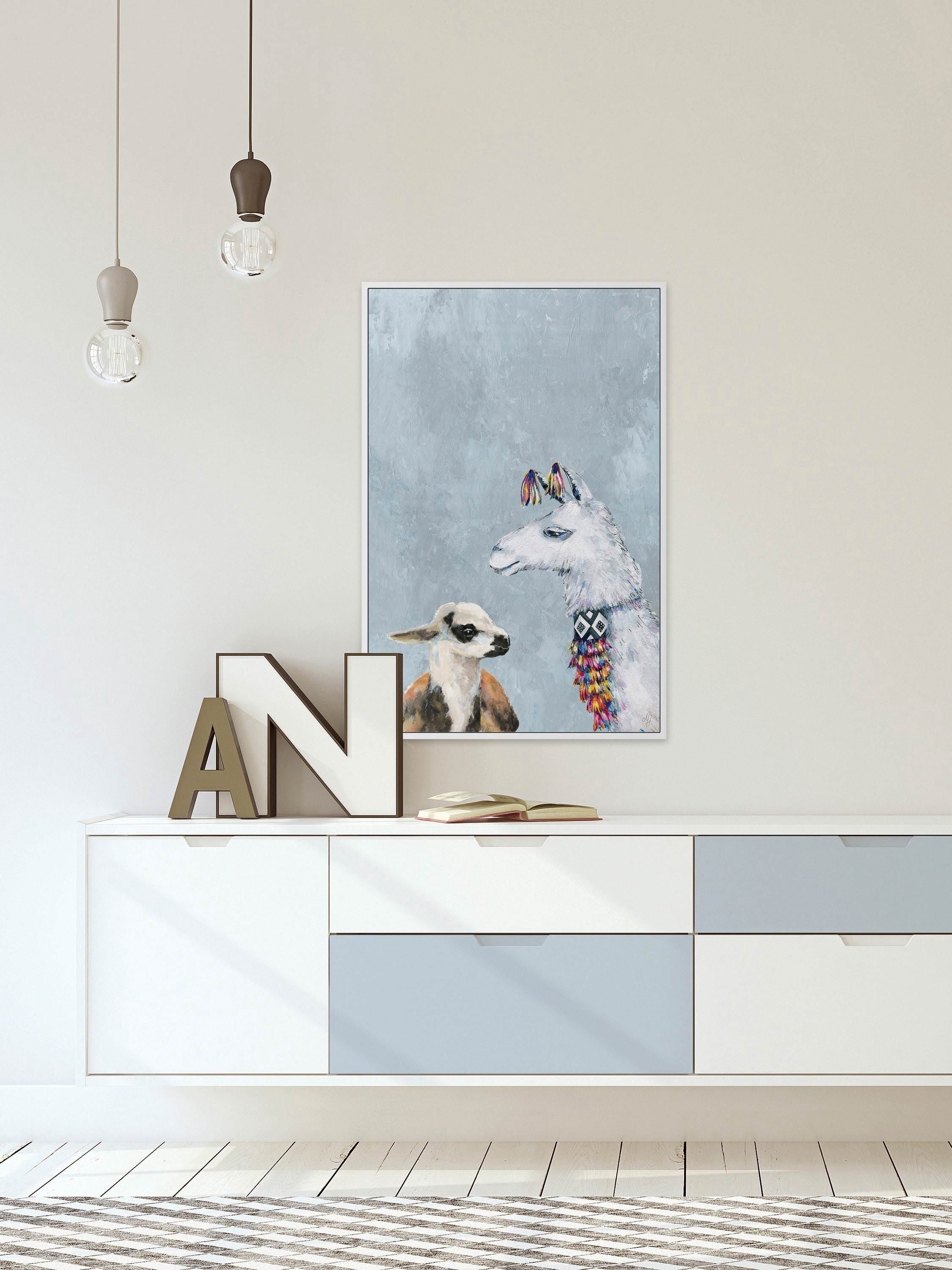 Fashion Power in Blue Floater Framed Painting Print on Canvas