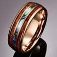 thumbnail image 2 of Womens Rose Gold Wood Grain Stainless Steel Ring Geometric Design Trendy Elegant Titanium Steel Jewelry Gift Chic, 2 of 6